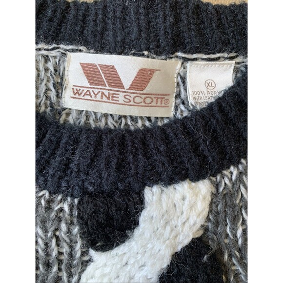 Vintage Wayne Scott Hand Knitted Pullover Sweater w/ Leather n Size XL EUC - Picture 2 of 12